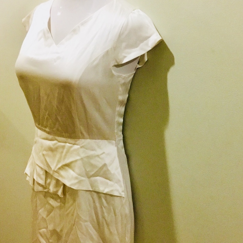 White 100% peplum silk dress —WINTER WEIGHT SILK